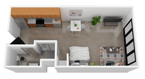 Floor plan for studio, 1 bath, 466 sqft
